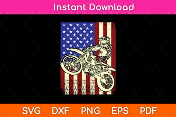 An Embroidery Designer's Take on the Dirt Bike American Flag Motocross Biker